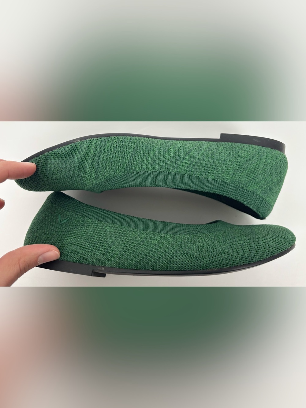 Vivaia Dark Green Breathable Washable Comfy Slip on Round Toe Ballet Flats - Picture 8 of 9